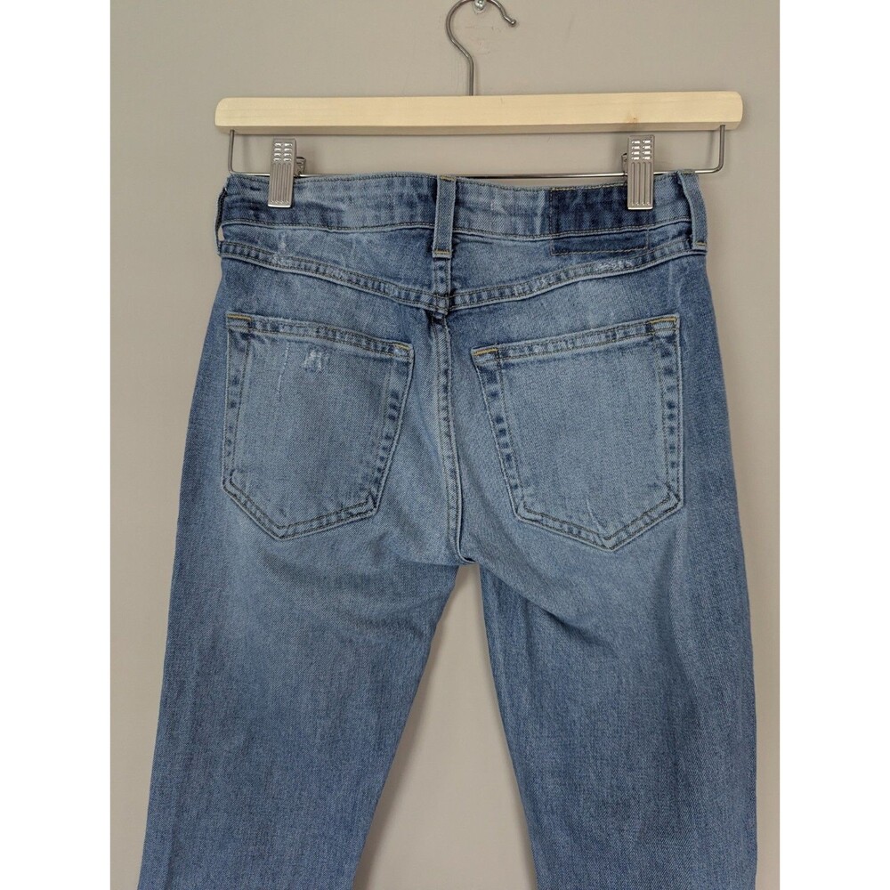 AMO Twist Sweet Cheeks Distressed Light Wash Jeans Twisted Hem 25 Cropped - Picture 5 of 8
